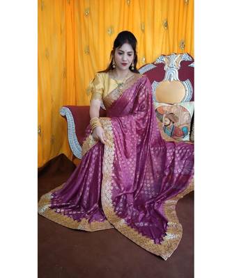 Aruna Saree with blouses Galaxy Foil Print With Lace Border  and Diamond  Saree with blouse 1