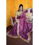Aruna Saree with blouses Galaxy Foil Print With Lace Border  and Diamond  Saree with blouse