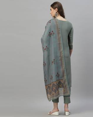 Dark-sea-green embroidered silk embroidered-kurtis 4