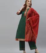 Green printed silk silk-kurtis