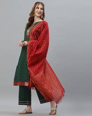 Green printed silk silk-kurtis 3