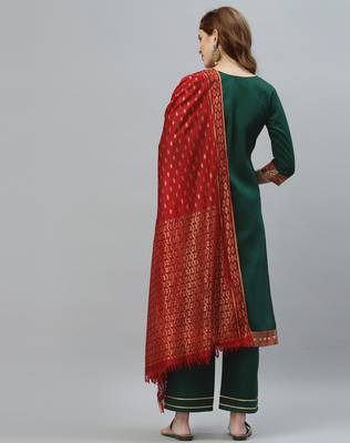 Green printed silk silk-kurtis 4
