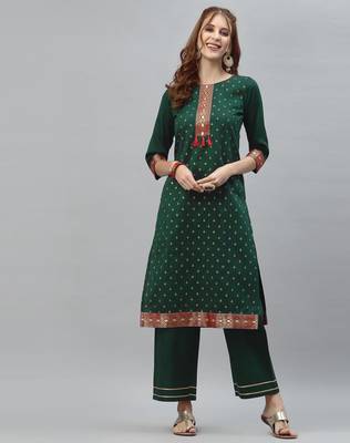 Green printed silk silk-kurtis 5
