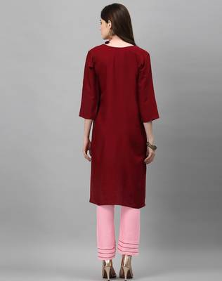 Maroon embroidered rayon embroidered-kurtis 4