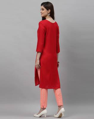 Red embroidered rayon embroidered-kurtis 4