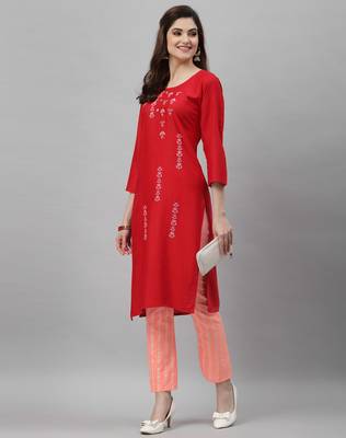 Red embroidered rayon embroidered-kurtis 5