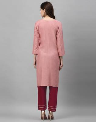 Light-pink embroidered rayon embroidered-kurtis 4