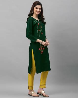 Green embroidered rayon embroidered-kurtis 2