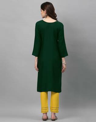Green embroidered rayon embroidered-kurtis 4