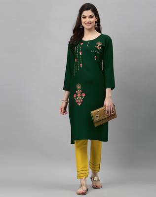 Green embroidered rayon embroidered-kurtis 5