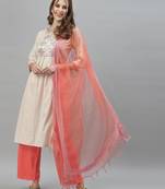 Off-white embroidered cotton embroidered-kurtis