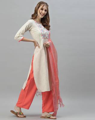 Off-white embroidered cotton embroidered-kurtis 2