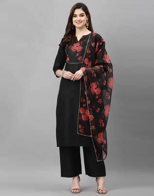Black printed organza silk-kurtis 1