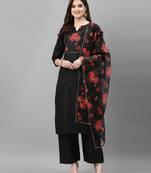 Black printed organza silk-kurtis