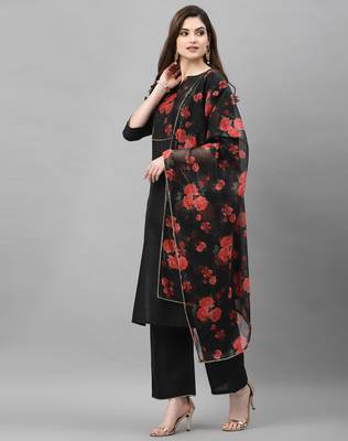 Black printed organza silk-kurtis 2