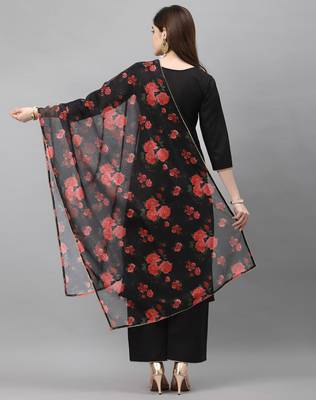 Black printed organza silk-kurtis 3