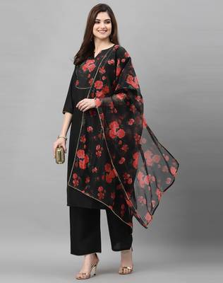 Black printed organza silk-kurtis 4