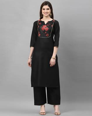 Black printed organza silk-kurtis 5