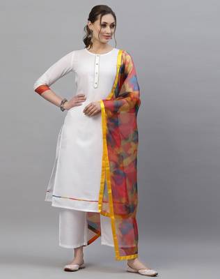 White plain organza silk-kurtis 1