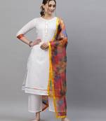 White plain organza silk-kurtis