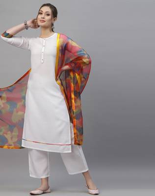 White plain organza silk-kurtis 5