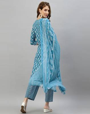 Light-blue printed cotton cotton-kurtis 4