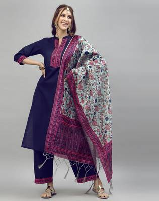 Navy-blue printed cotton cotton-kurtis 1
