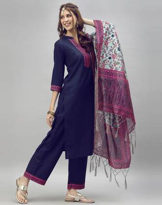 Navy-blue printed cotton cotton-kurtis 3