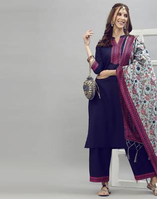 Navy-blue printed cotton cotton-kurtis 5