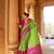 Parrot green printed silk saree with blouse