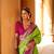 Parrot green printed silk saree with blouse