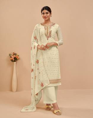 Lemon embroidered pure georgette salwar 1