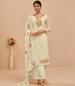 Lemon embroidered pure georgette salwar