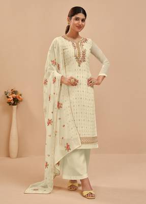Lemon embroidered pure georgette salwar 2