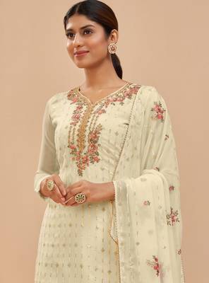 Lemon embroidered pure georgette salwar 3
