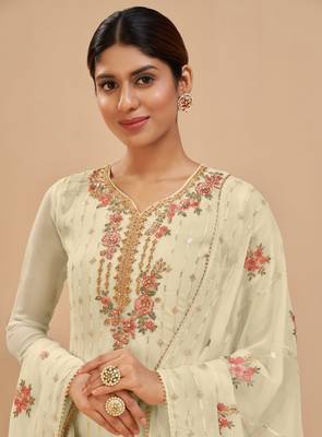 Lemon embroidered pure georgette salwar 4