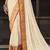 Off white printed chiffon saree with blouse
