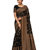 Dark Multicolor Woven Blended Cotton Saree With Blouse