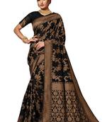 Dark Multicolor Woven Blended Cotton Saree With Blouse