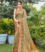 Grey Woven Art Silk Saree With Blouse