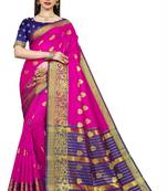 Magenta woven chanderi saree with blouse