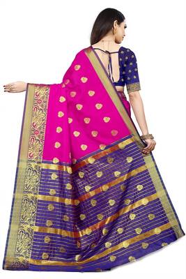 Magenta woven chanderi saree with blouse 2