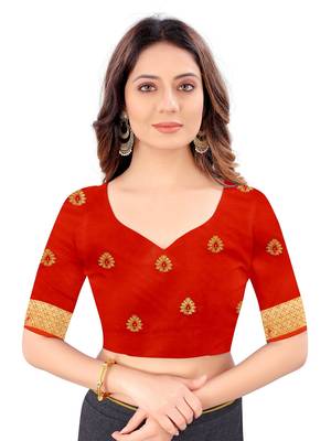 Yellow woven jacquard saree with blouse 5