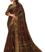 Brown woven chanderi saree with blouse