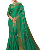 Green woven chanderi saree with blouse