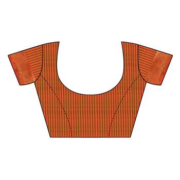 Orange woven chanderi saree with blouse 5