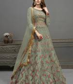 Mehendi embroidered net salwar