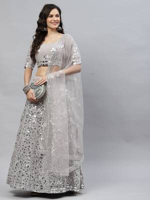 Shubhkala Mesmerizing Grey Gota Patti Embroidered Georgette Lehenga Choli 2