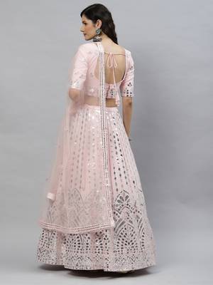 Shubhkala Delightful Pink Gota Patti Embroidered Georgette Semi Stitched Party Wear Lehenga 3