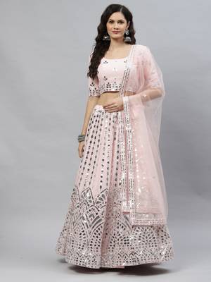 Shubhkala Delightful Pink Gota Patti Embroidered Georgette Semi Stitched Party Wear Lehenga 6